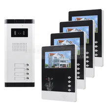 DIYSECUR Quality 4.3″ 4-Wired Apartment Video Door Phone Audio Visual Intercom Entry System IR Camera for 4 Families