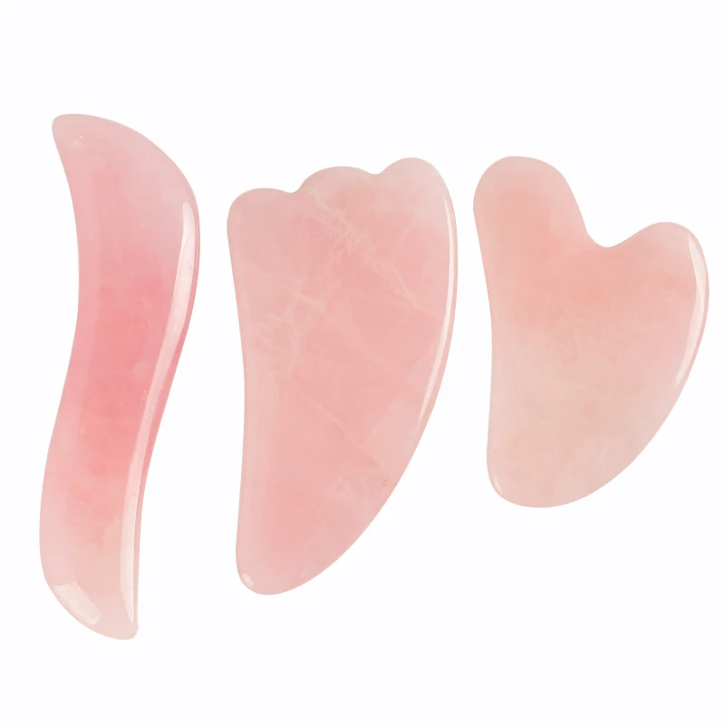 3 шт. массажные Инструменты для лица натуральный розовый кварц для женщин Релаксация для похудения Gua Sha для ухода за здоровьем красота