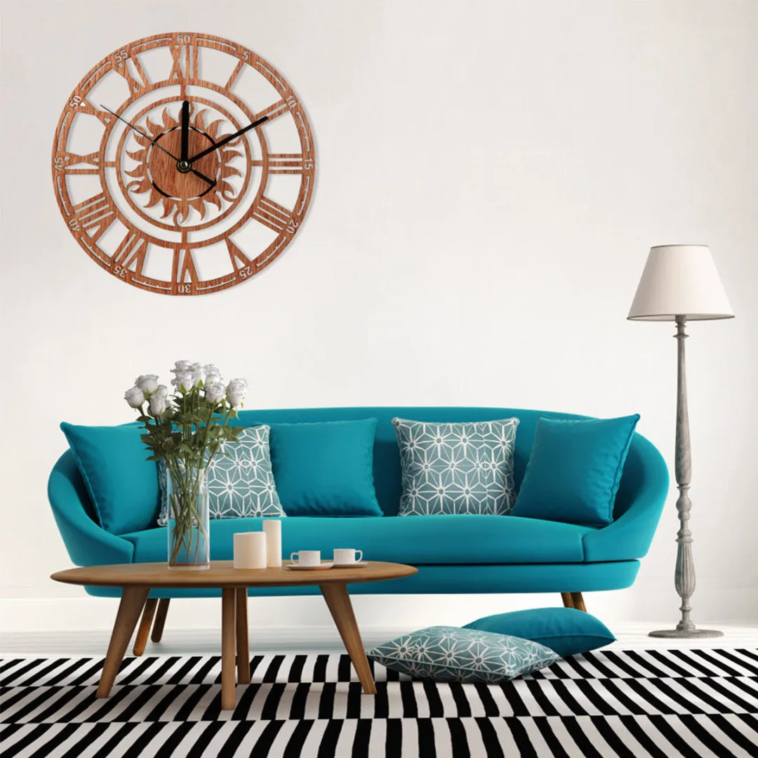 23.5*23.5cm  Vintage Wooden Wall Clock Shabby Chic Rustic Antique Watches Kitchen Home Decor