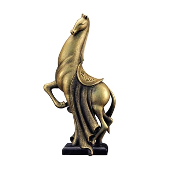 

Europe Creative Horse Statue Figurine Imitation Copper Horse Resin Craft Ornament Miniatures Wedding Room Decoration Accessories