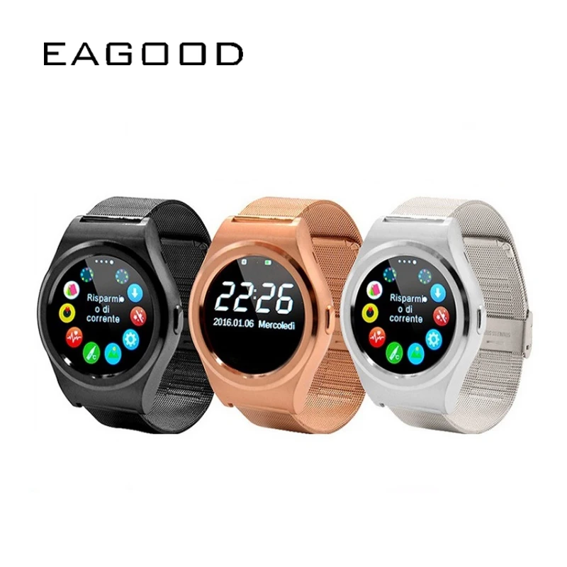 

EAGOOD 2019 Bluetooth Phone Waterproof Sport Smart Watch with SIM Card Blood Pressure Heart Rate Monitor Wristband Android Watch