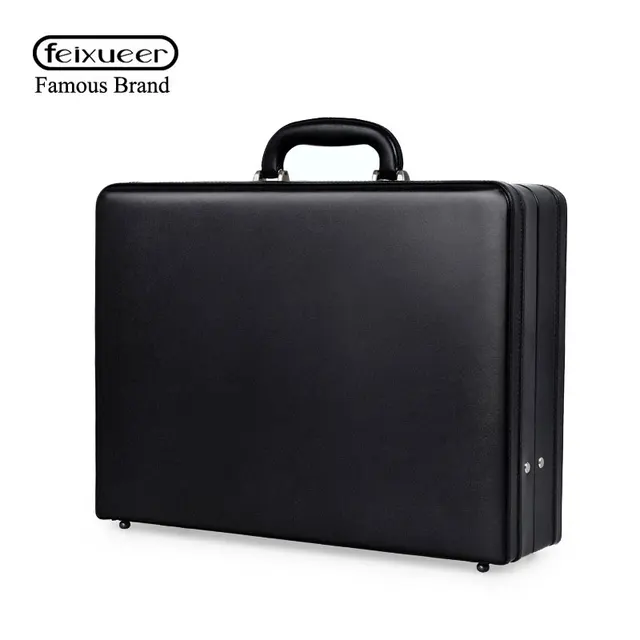 feixueer Business Mens Leather Briefcase Attach Password Case Fashion