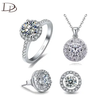 

DODO Women Wedding Necklace Earrings Rings Sets AAA CZ & 925 Sterling Sliver Elegant Round Jewelry Sets Party Accessories JS023