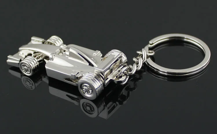 Креативный полированный хромированный гоночный автомобиль модель брелок кольцо брелок для ключей