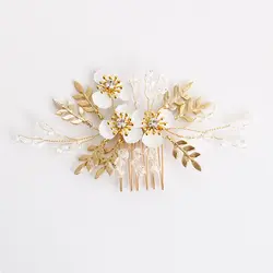 Xinyun ручной работы простой Модный золотой цвет лист цветок форма волос булавка Кристалл Свадебный темперамент аксессуары для волос булавка