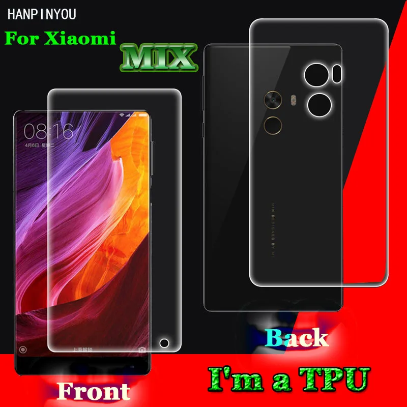 

For Xiaomi Mi MIX Mi X Mimix 6.4" 2Pcs= Front + Back Slim Full Cover Edge to Edge Soft TPU Film Explosion-proof Screen Protector