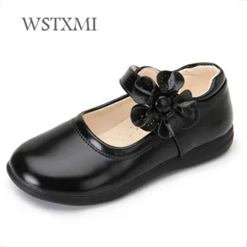 

Fashion Flowers Girls Shoes for Children Dress Princess Sheos Summer White Leather Sandals Korean Kids Black Wedding Flat Shoes