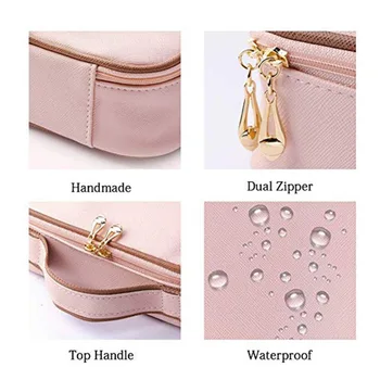 

Hand-Held Cosmetic Bags Pu Material High-Capacity Portable Multifunctional Makeup Bag