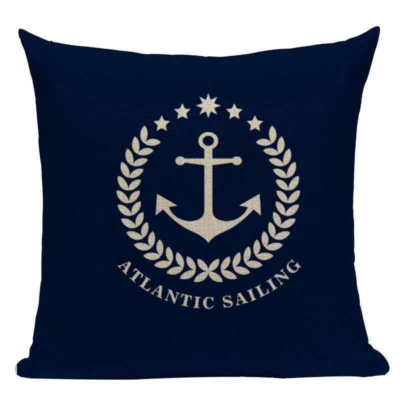 Геометрическая подушка с подушкой, наволочка для украшения дома в скандинавском океане, льняная наволочка с принтом в скандинавском стиле, синяя белая наволочка - Цвет: L116-15