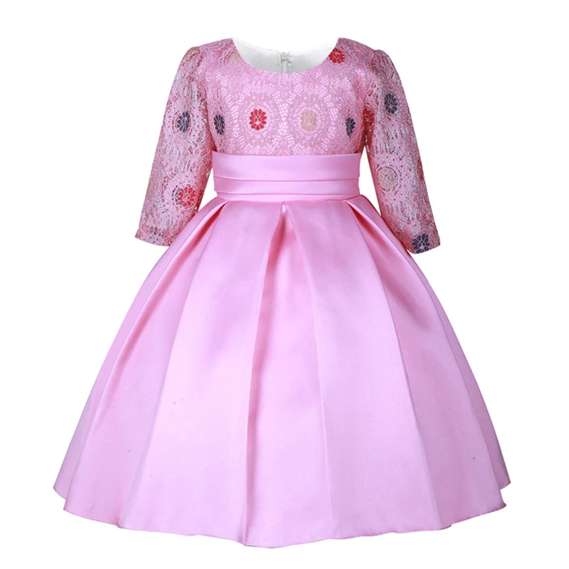 Кружевное платье принцессы с 7 рукавами для девочек осеннее детское платье для выступлений на возраст от 3 до 10 лет высококачественное рождественское праздничное платье