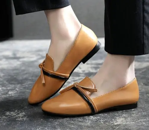 

2018 new shallow mouth autumn single shoes female flat with college wind lazy casual small shoes