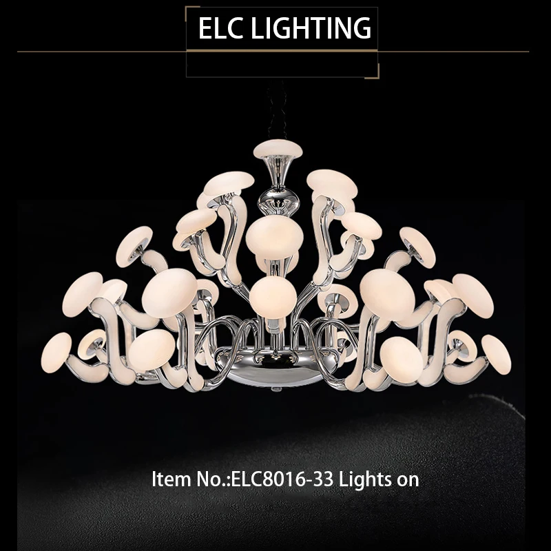 

Modern big large chandelier new creative personality LED mushroom iron chandelier lamp living room lobby chandelier light lamp