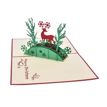 Поздравительные открытки подарки для влюбленных вечерние поставки Рождественский олень 3D лазерная резка всплывающие бумаги pop-up открыток ручной работы на заказ