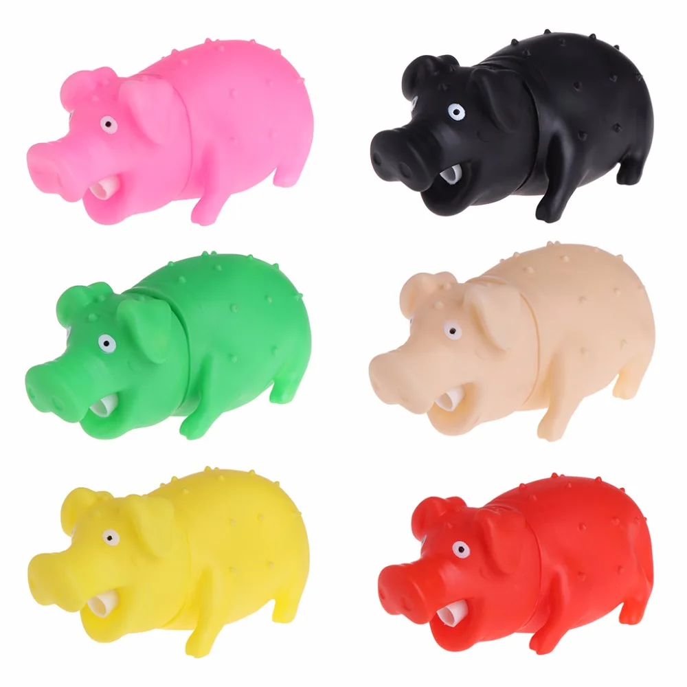1Pc Pet Dog Squeak Toys Pig Shape Rubber Squeaky Cute Soft Chew Sound