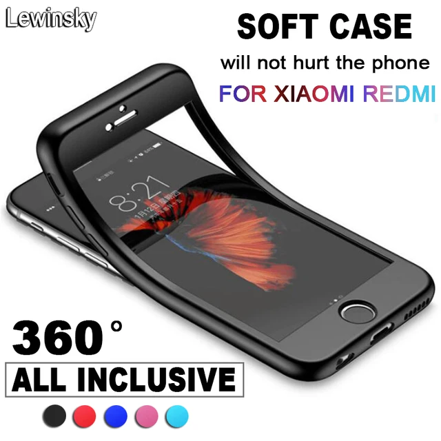 Cheap 360 Phone Case For Xiaomi Redmi 5 6 Pro Note 5 4 4X 5A prime Mi 8 SE 6X A2 Mi A1 5X Soft TPU Case Full Cover Silicone Protection