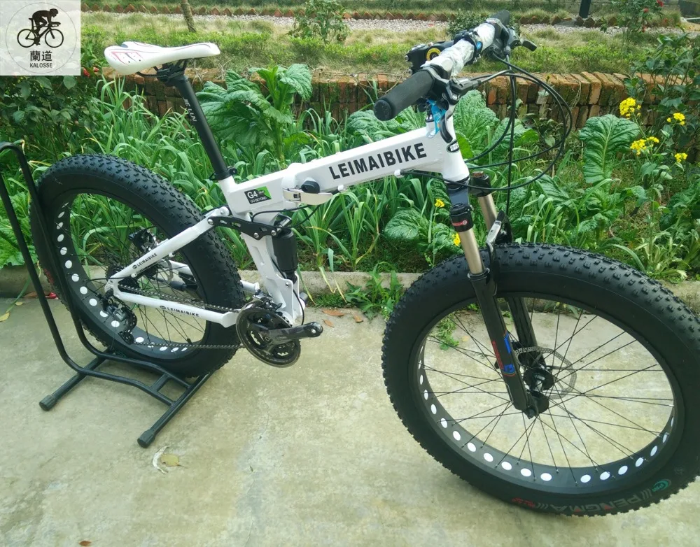 Excellent Kalosse Full suspension  alloy frame  Snow  bicycle, 26/20*4.0 inch  21/24/27/30speed ,26*17 fat bikes   tyre dirt bike 14