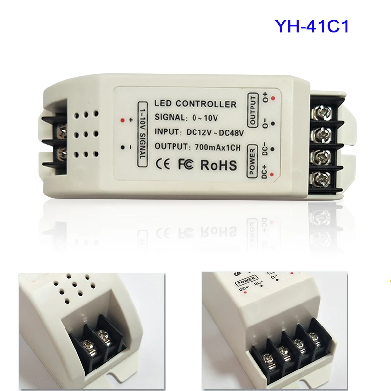 

YH-41C1 DC12-48V 350mA/700mA x 1 Channel 1-10V Singal LED Dimmer driver controller for led strip light