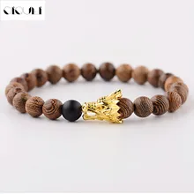 OIQUEI Newest Wooden Beads Strand Bracelet Men Handmade Buddha Wood Gold Color Alloy Dragon Head Beaded Bracelets Jewelry 2018 OIQUEI Newest Wooden Beads Strand Bracelet Men Handmade Buddha Wood Gold Color Alloy Dragon Head Beaded Bracelets Jewelry 2018