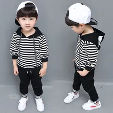 Детская одежда, эксклюзивные комплекты одежды для маленьких мальчиков, осенняя одежда для детей, толстовки в полоску+ штаны для детей от 1 до 7 лет