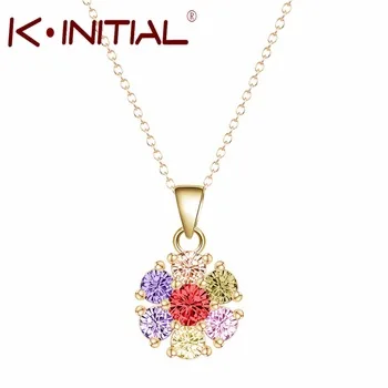 1Pcs Fashion Sweater Necklace Unique Gold Plated Clear Cubic Zircon Circle Pendant Necklace Jewelry Statement for Women Bijoux