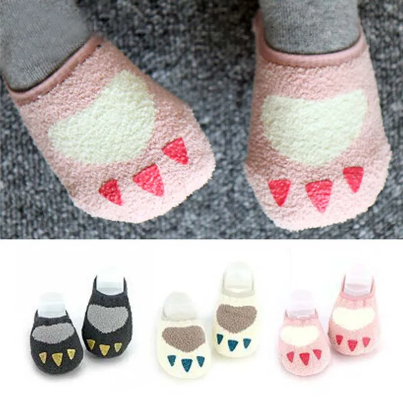 High Quality paw print Baby Socks,Warm New Year Christmas Socks lovely baby boy/girls fleece floor socks Socks 0-24m