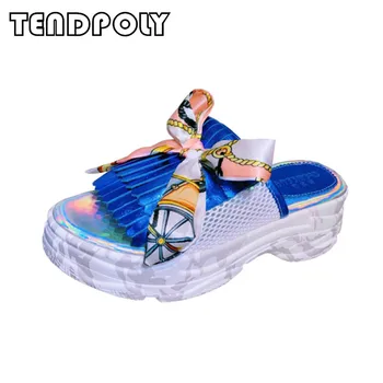 

New casual women's shoes summer leather thick bottom bow tassel women's sandals fashion comfortable soft breathable flat shoes