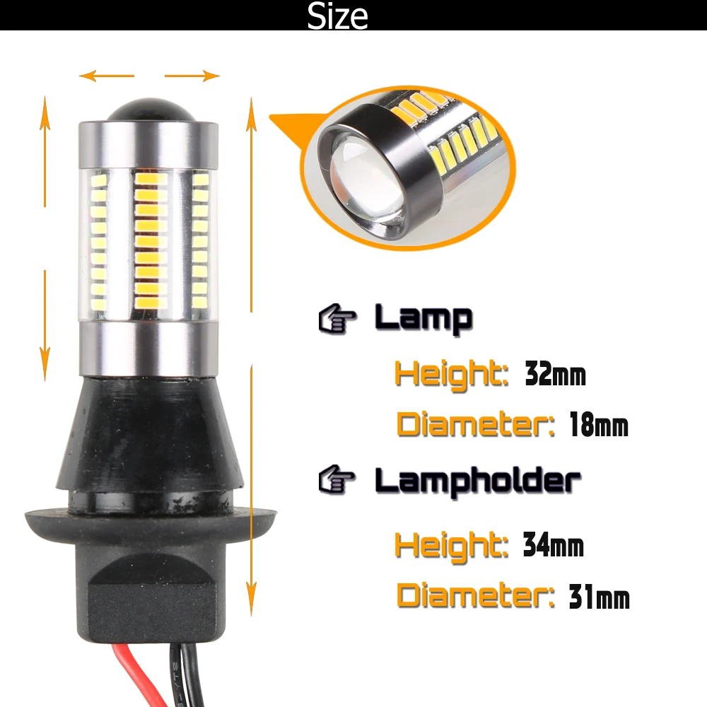 2х DC 12-24 В T20 7440 66SMD 30 Вт Автомобильный светодиодный светильник, двухцветный переключатель, поворотная сигнальная лампа, лампа, дневной ходовой светильник DRL Canbus