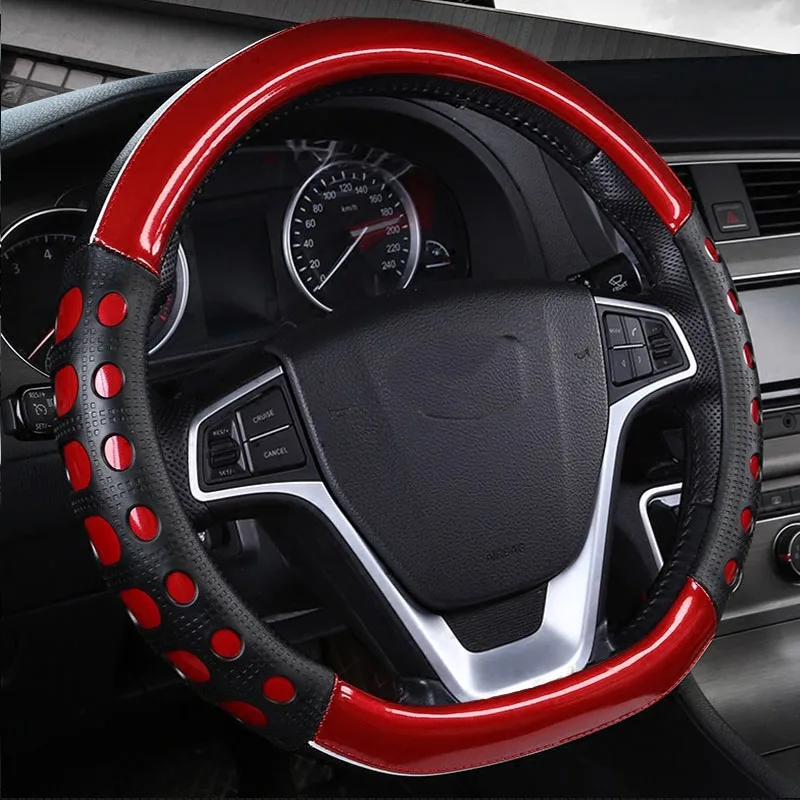 Автомобиль обложки рулевого управления Крышка Ступицы Колеса D Тип Стайлинг для Alfa Romeo 159 Kia Ceed Rio Cerato Sportage Subaru Foreste Impreza - Название цвета: red