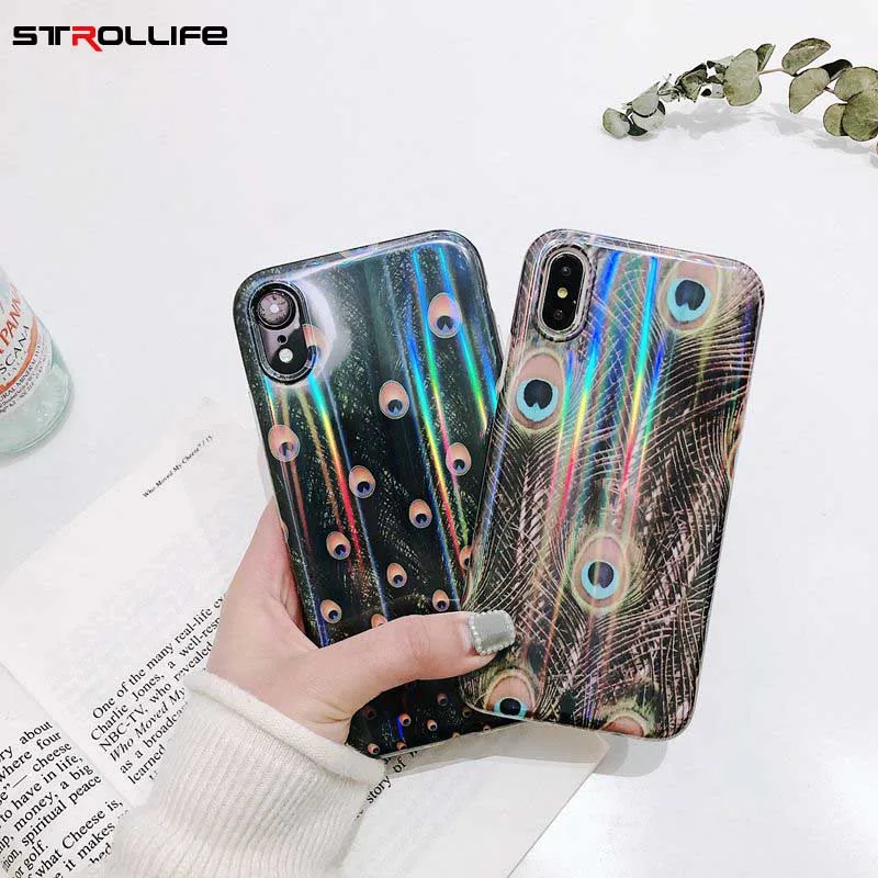 Stelllife Ретро Павлин перо чехол для iPhone X XS Max XR мода Аврора iphone 8 6s 7 Plus Глянцевая