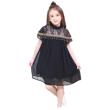 

Girl Party Dress Children Vintage Birthday Dresses for Girls Lace 8-15Yrs Sleeveless Baptism Dresses Kids Summer Dress Black