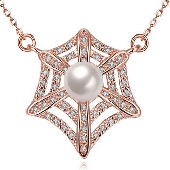 

Pearl Necklace Women 2018 Fashion Jewelry Rose Gold Color Chain Pearl Necklaces Women Wedding Bridal Star Shape Zircon Necklace