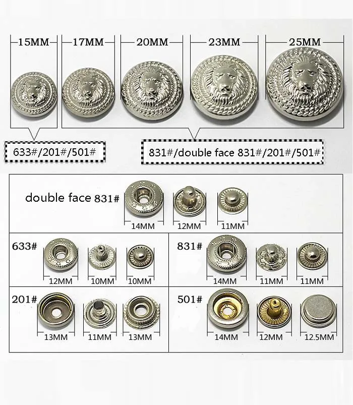 15/17/20/23/25 мм 4in одной кнопки крепеж прес зубец металла шпильки Лев, кисточками и заклепками ручной работы, подарок, ремесло, сделай сам, швейная бумажник-1 шт