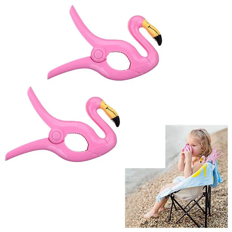 2Pcs-Multi-function-Pink-Flamingo-Large-Towel-Clips-Plastic-Beach-Towel-Quilt-Large-Clothespin-Home-Laundry