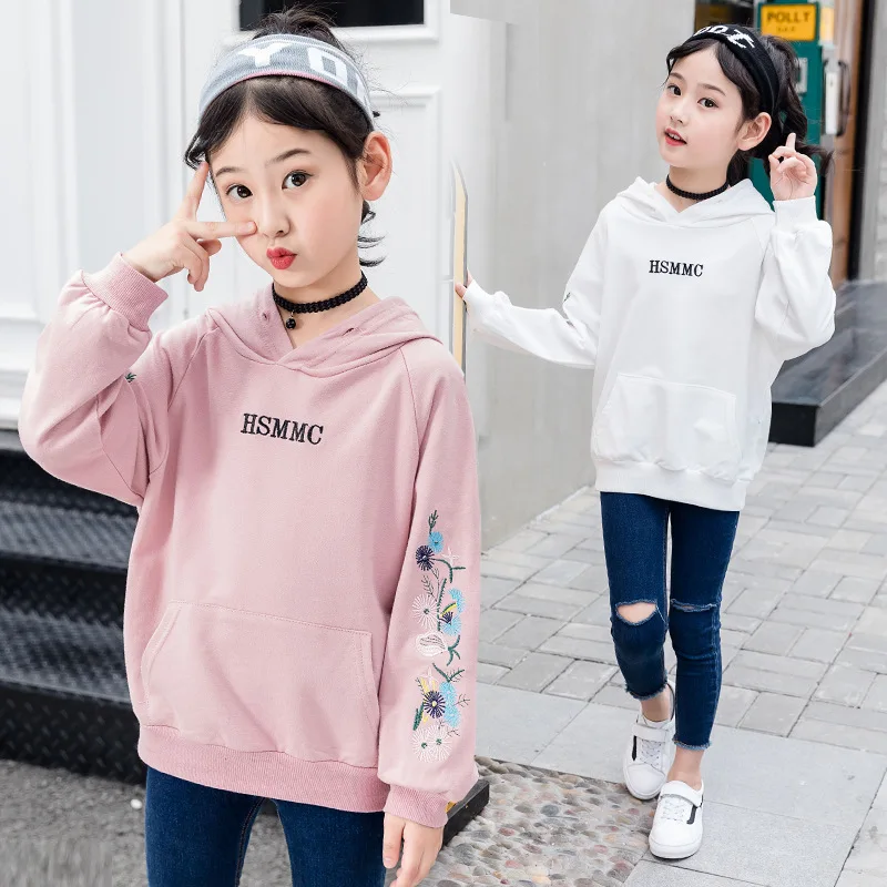 

Girls T Shirt Autumn Hooded Sweatshirt Girls Tops Long Sleeve Print Cotton T-shirt School Fall Kids Clothes New Tee Shirt 10 12