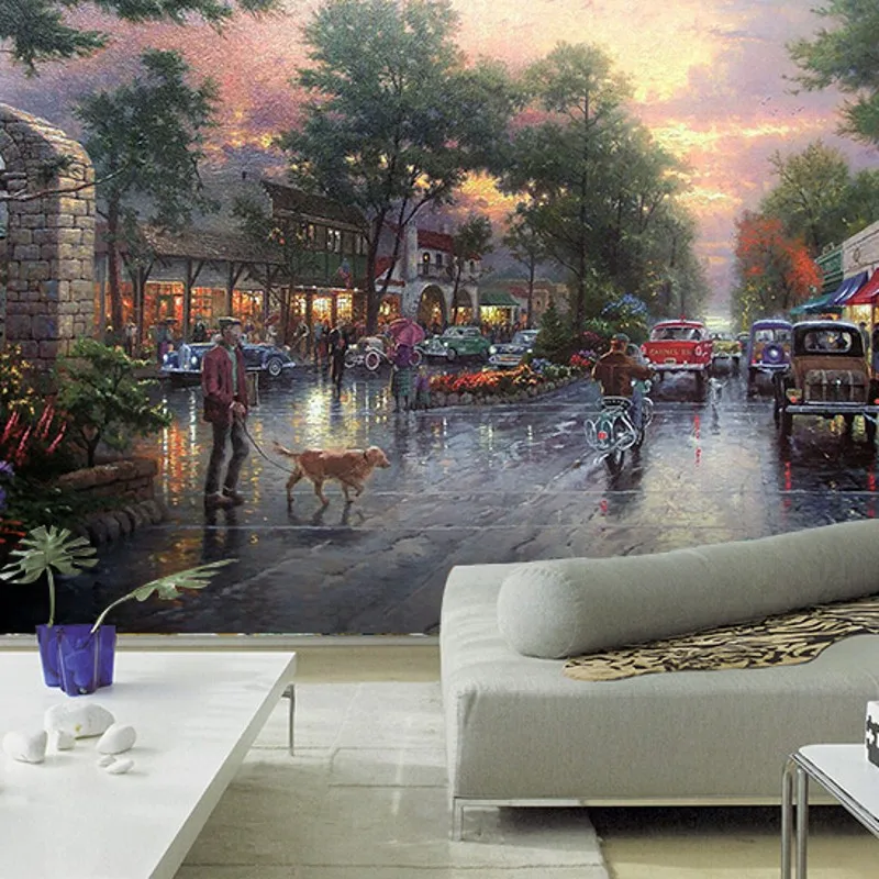

beibehang Custom wallpaper 3d photo mural living room fashion Modern City Street oil painting beautiful Knight role 3d wallpaper