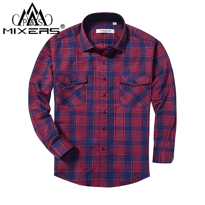 

2018 Spring Autumn 2 Chest Pocket Men's Plaid Flannel Shirt Long Sleeve Regular Fit Men's Plaid Casual Shirt Men Clothes 2018