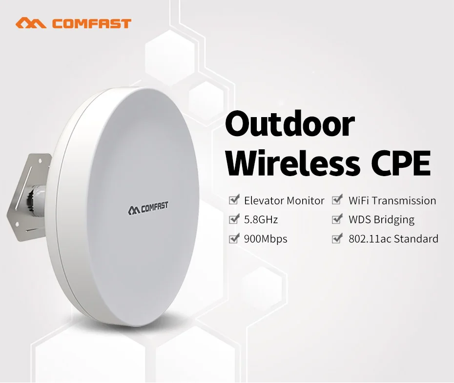 5KM Wireless Bridge Outdoor For Network Extend, 5.8G Point To Point WiFi Bridge Long Range With 14dBi High Gain Antenna, PoE Powered, For Starlink WiFi Extender/Surveillance Camera, 2 RJ45 Port