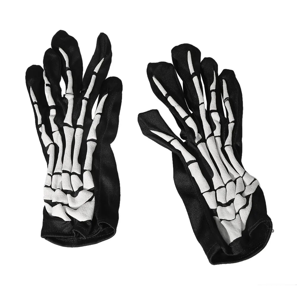 L. Mirror/1 пара, перчатки для взрослых с черепом и скелетом, вечерние короткие перчатки для косплея на Хэллоуин, теплые перчатки