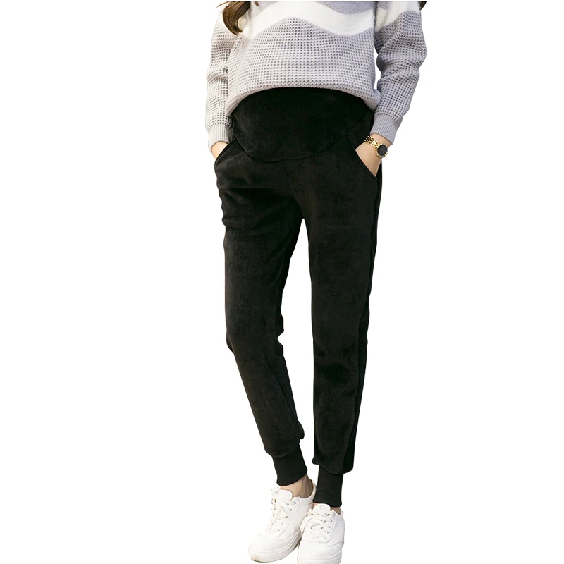 

Pregnant Women's Casual Outwear Pants Thicken Velvet Maternity Leggings Warm Pants For Pregnant Women Clothing For Pregnancy