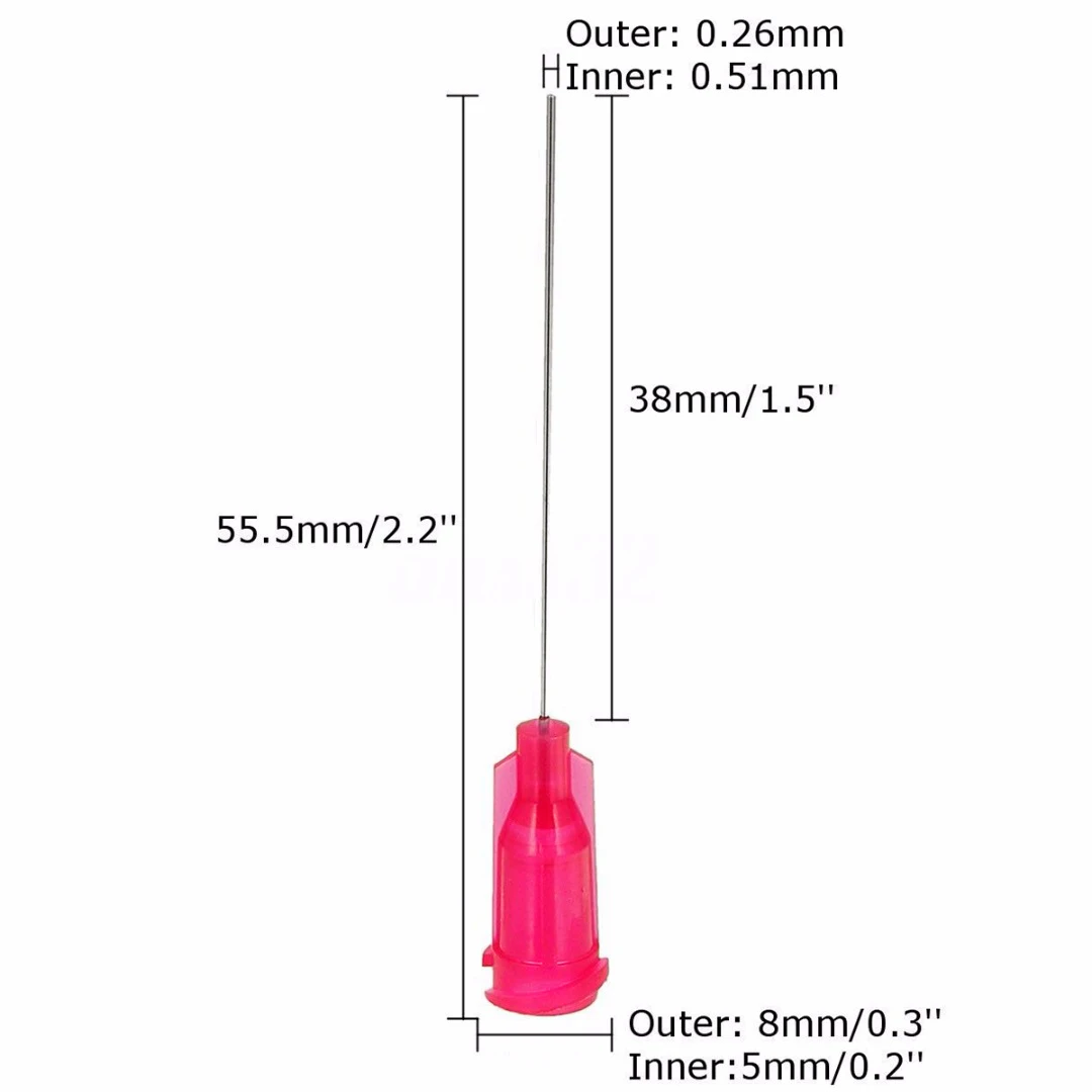 10pcs Red 25Ga Stainless Steel Blunt Dispensing Needles Dispenser Syringe Needle Tips For DIY Gluing Rhinestones Filling Ink
