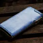 Модные роскошные мужские кошельки ручной работы, матовые, из натуральной кожи, повседневные, вертикальные модели, женские Кошельки и портмоне - 3