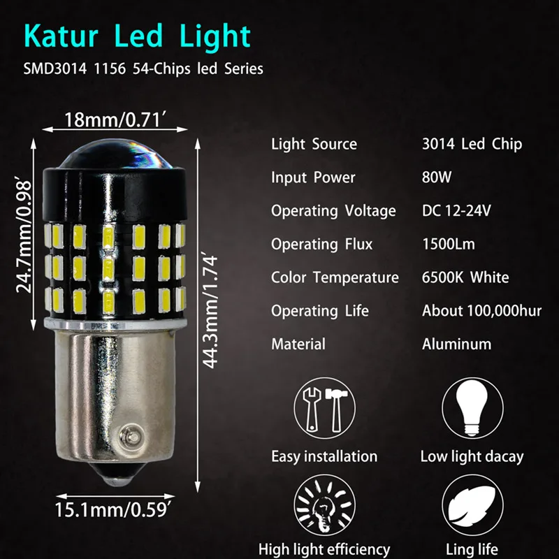 Катур 4x1156 P21W BA15S супер яркие светодиодные лампы используемые для указателя