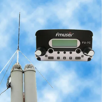 

FMUSER FU-7C 7w stereo PLL broadcast transmitter 1/4 wave GP antenna Powersupply 76MHz-108MHz