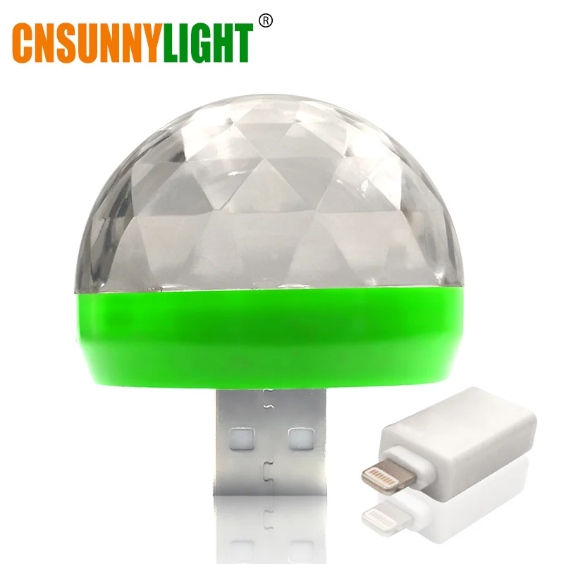 CNSUNNYLIGHT LED Car USB Atmosphere Light DJ RGB Mini Colorful Music Sound Lamp USB-C Phone Surface for Festival Party Karaoke - Испускаемый цвет: Green Apple plug
