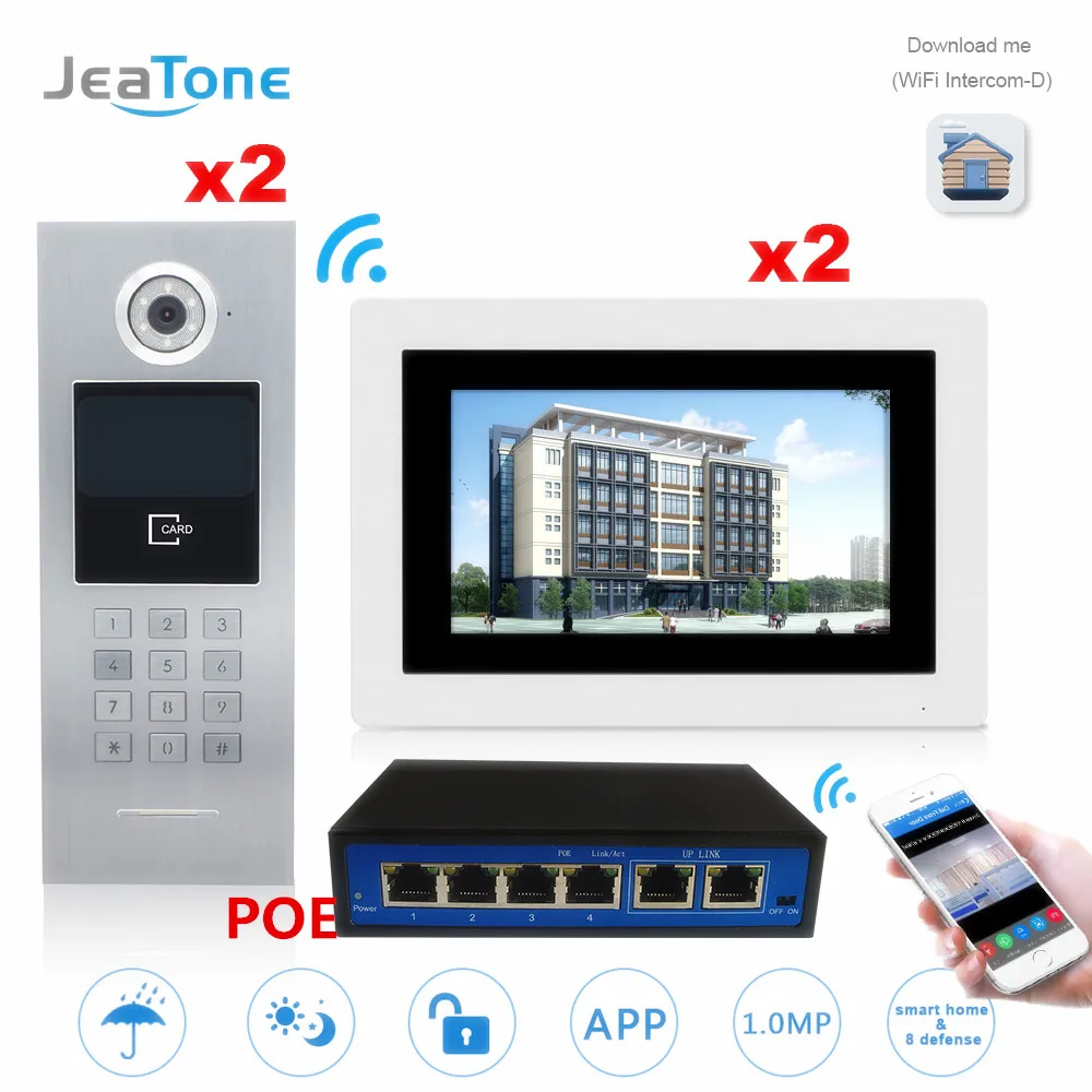 7'' Touch Screen WIFI IP Video Door Phone Intercom 2 Floors 2 Doors Building Access Control System Support Password/IC Card/POE 7'' Touch Screen WIFI IP Video Door Phone Intercom 2 Floors 2 Doors Building Access Control System Support Password/IC Card/POE
