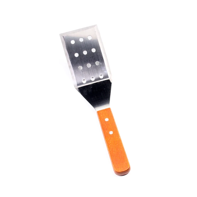 Wood Handle Heavy Duty Hamburger Turner / Spatula with Cutting Edge, 2.