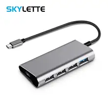 Тип с разъемами типа C и 4-Порты и разъёмы USB3.0 PD концентратор Алюминий сплав 5 Гбит/с супер Скорость Разветвитель USB C Быстрая зарядка концентратор для Mac Book Xiaomi GALAXY S8