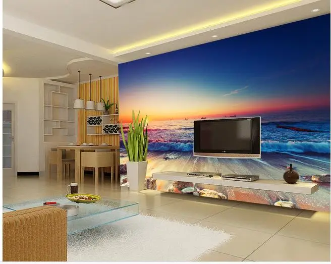 3d customized wallpaper wall Sunrise seaside scenery backdrop custom photo living | Обустройство дома