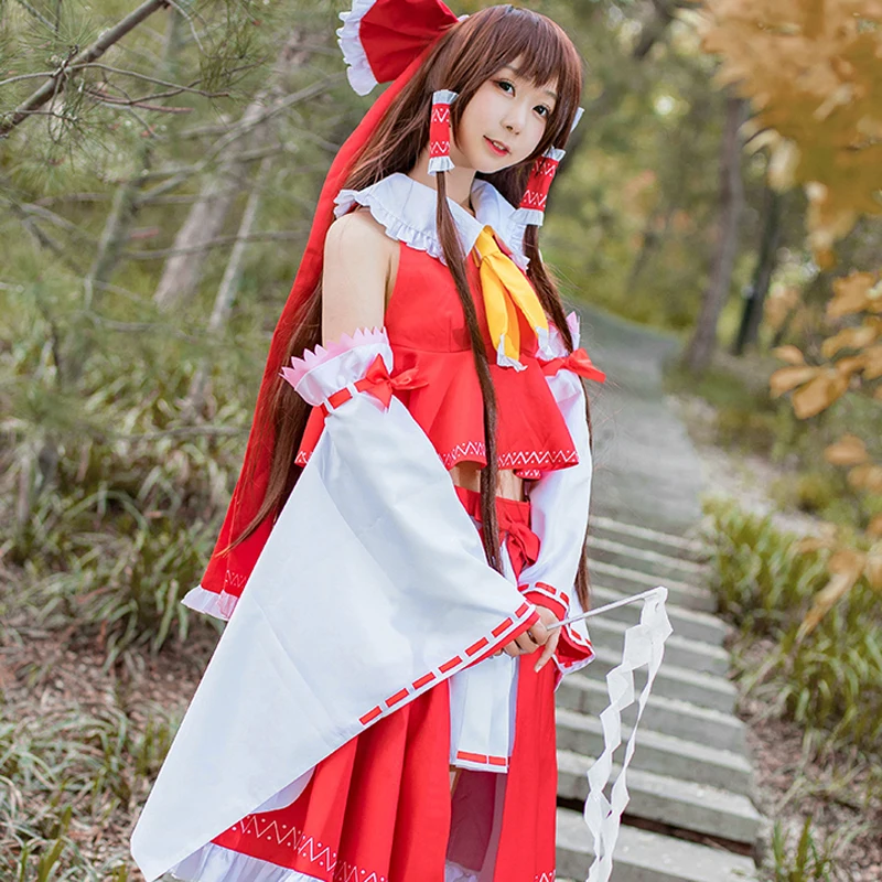 Косплей Love TouHou Project Hakurei Reimu, маскарадный костюм, красное платье для девочек, женское платье на Рождество, Хэллоуин