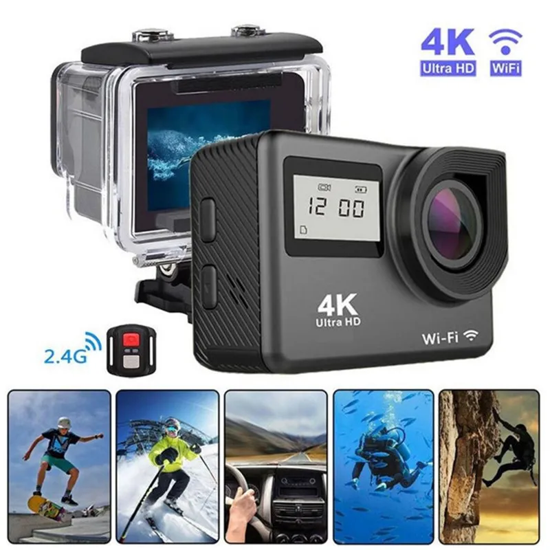 Экшн-камера 4K WiFi 2," Подводный Водонепроницаемый шлем видео запись камера s Спортивная камера с дистанционным управлением видеокамера